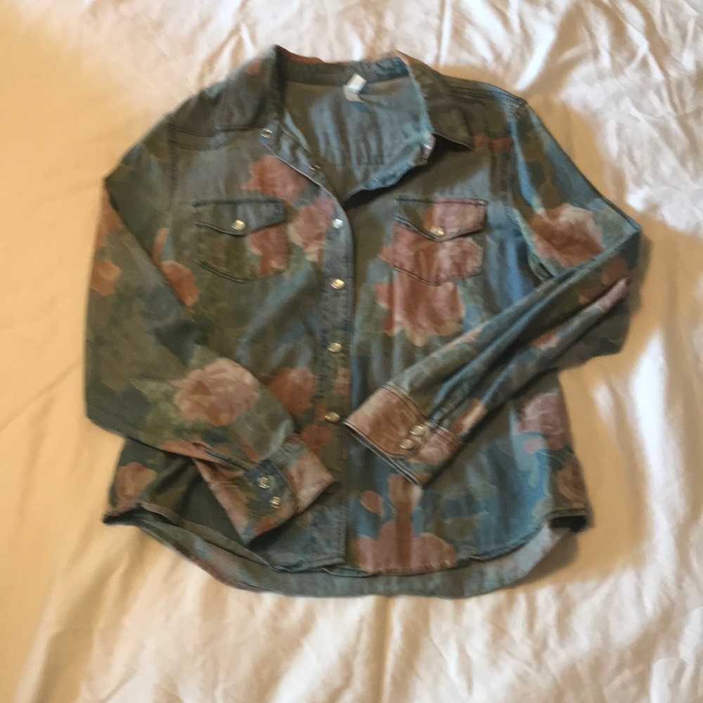 Floral jean shirt